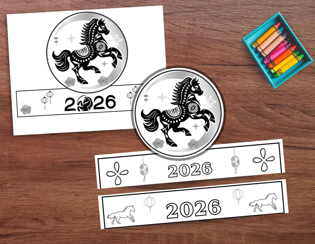 2026 Year of the Horse Lunar New Year Crowns,Printable Craft for Kids,Celebrate the Year of the Horse in 2026 perfect for Lunar New Years