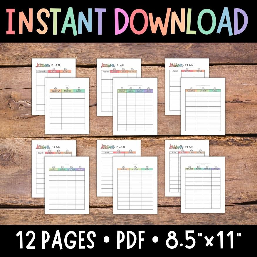 Weekly Lesson Planner Printable, Lined Teacher Planner, Teaching Plan Sheets, Class Planning Pages, Multiple Subject Planner, School Planner