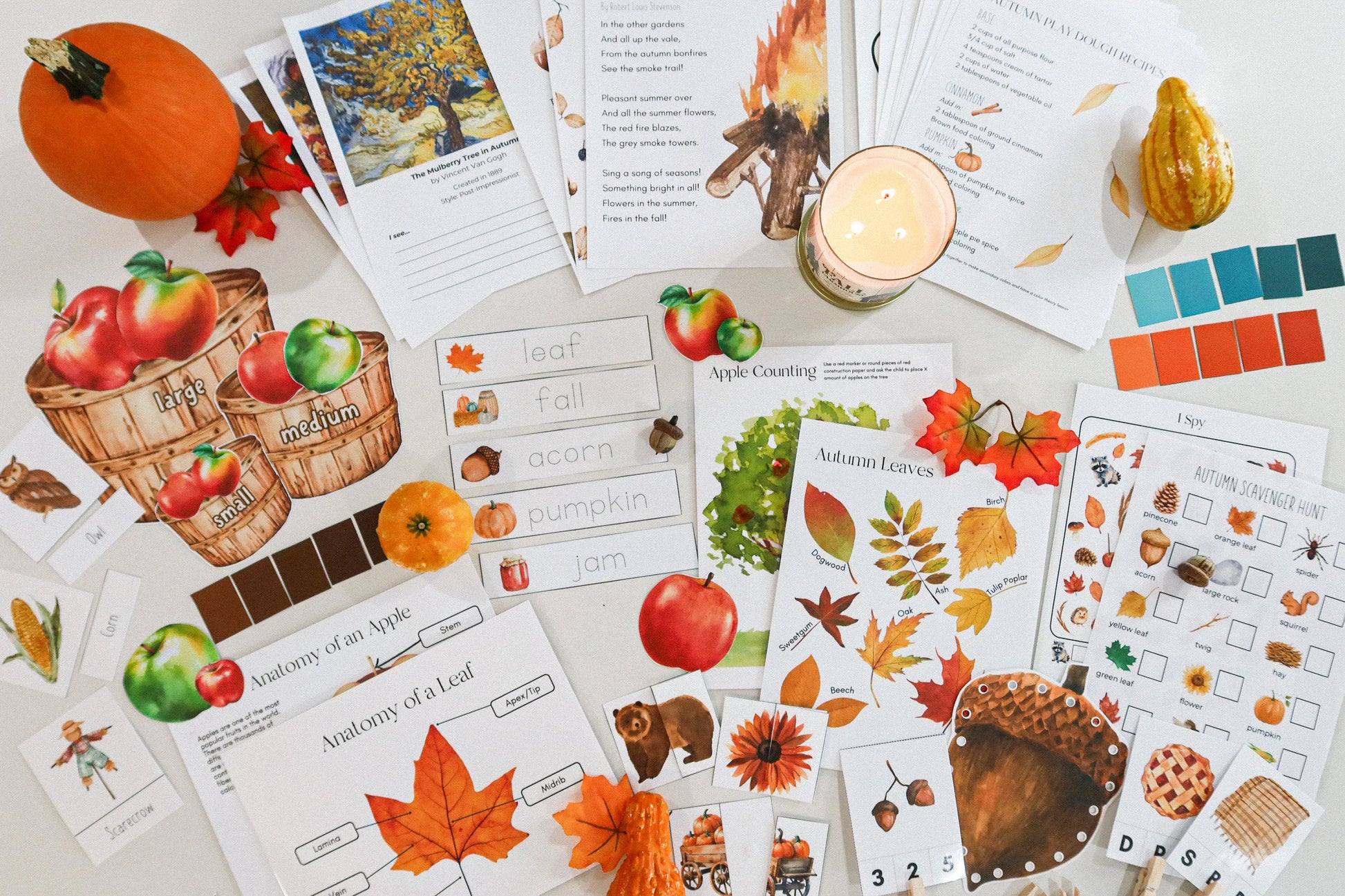 Autumn Preschool Unit Study | Fall Pre-k Printable Curriculum, Autumn Kindergarten Activities