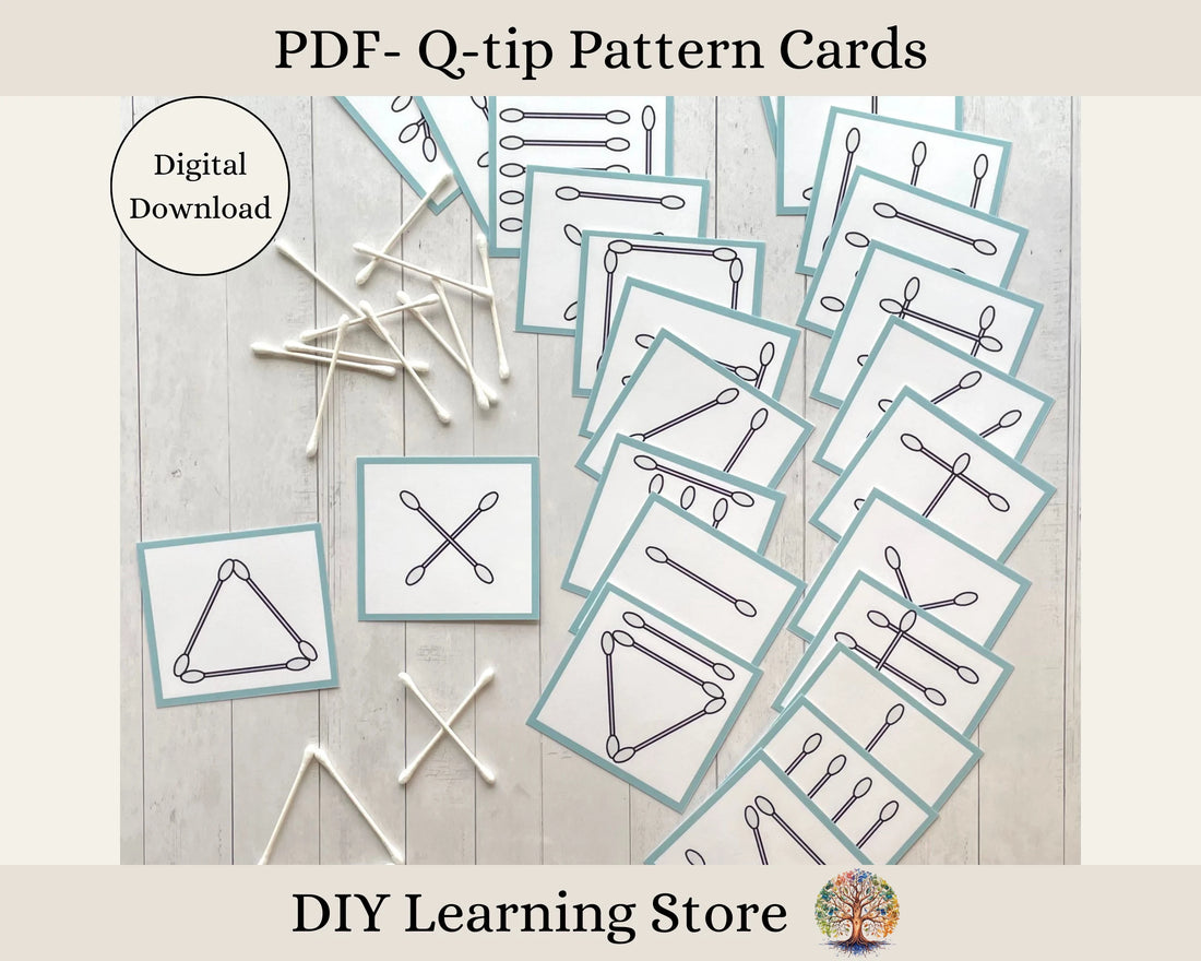 Cotton Swab Pattern Cards- Montessori preschool printable- Preschool- Kindergarten- Special Education- Toddler Quiet Time Activity-PDF