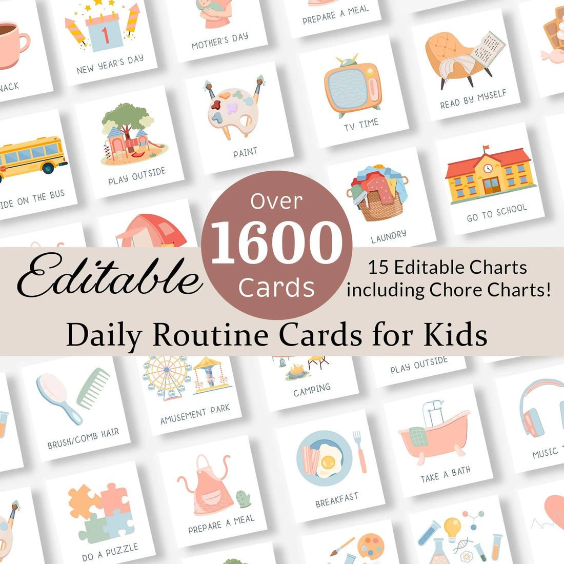 Daily Routine Cards Visual Schedule Toddler Routine Chart for Kids Chore Chart Daily Rhythm Checklist Montessori Preschool PEC Card EDITABLE