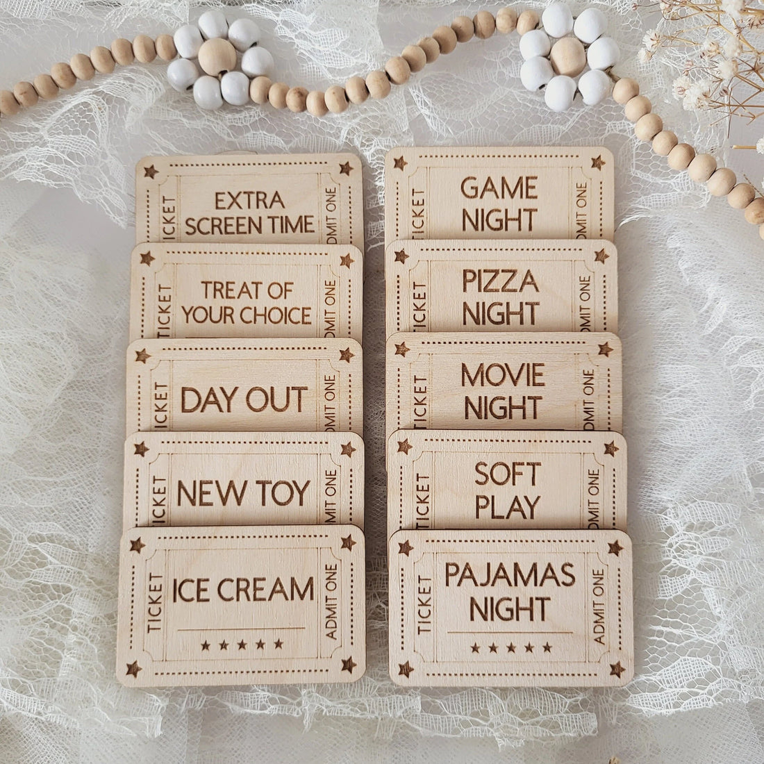 Behaviour Management Tools Wooden Token Set of Appreciation, Reward System, Children Reward Ticket System, Kids Motivational Wood Coins Gift