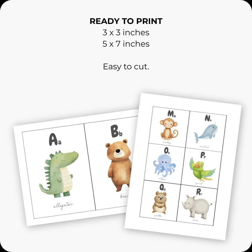 Montessori Flashcards Bundle | ABC Alphabet + Numbers 1–10 | Printable Preschool Learning Cards | Educational Kids Wall Decor