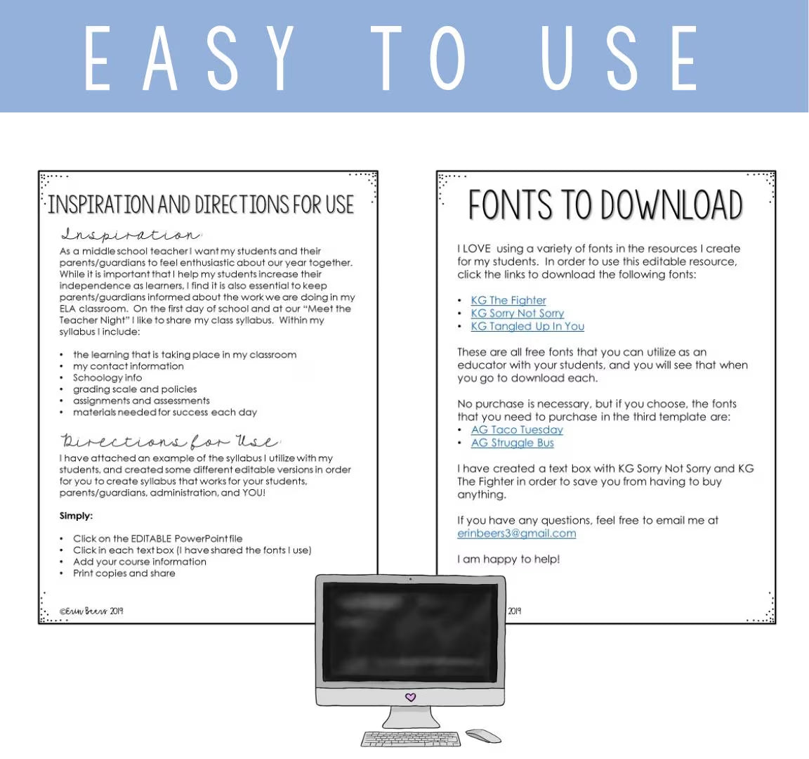 Editable Syllabus Templates for Middle School and High School