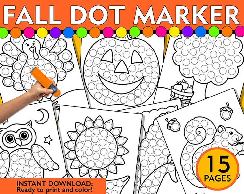 Fall Dot Marker Printable, Fall Do a Dot Activity, Dot Marker Coloring Pages, Fine Motor Activity, Preschool Skills, Fall Dot Marker Sheets