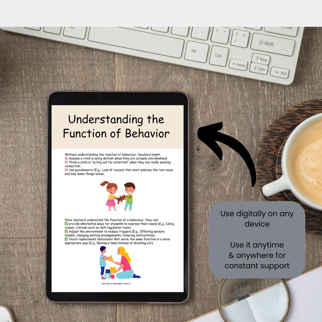 ADHD & Autism Cheat Sheet Understand Common Reasons Function of Behavior Kids and Adults for teachers, schools, parents, therapist handout