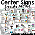 Editable Center Signs With Learning Objectives and Images | Preschool, Pre-K, Kindergarten, Daycare & Early Education Center Signs