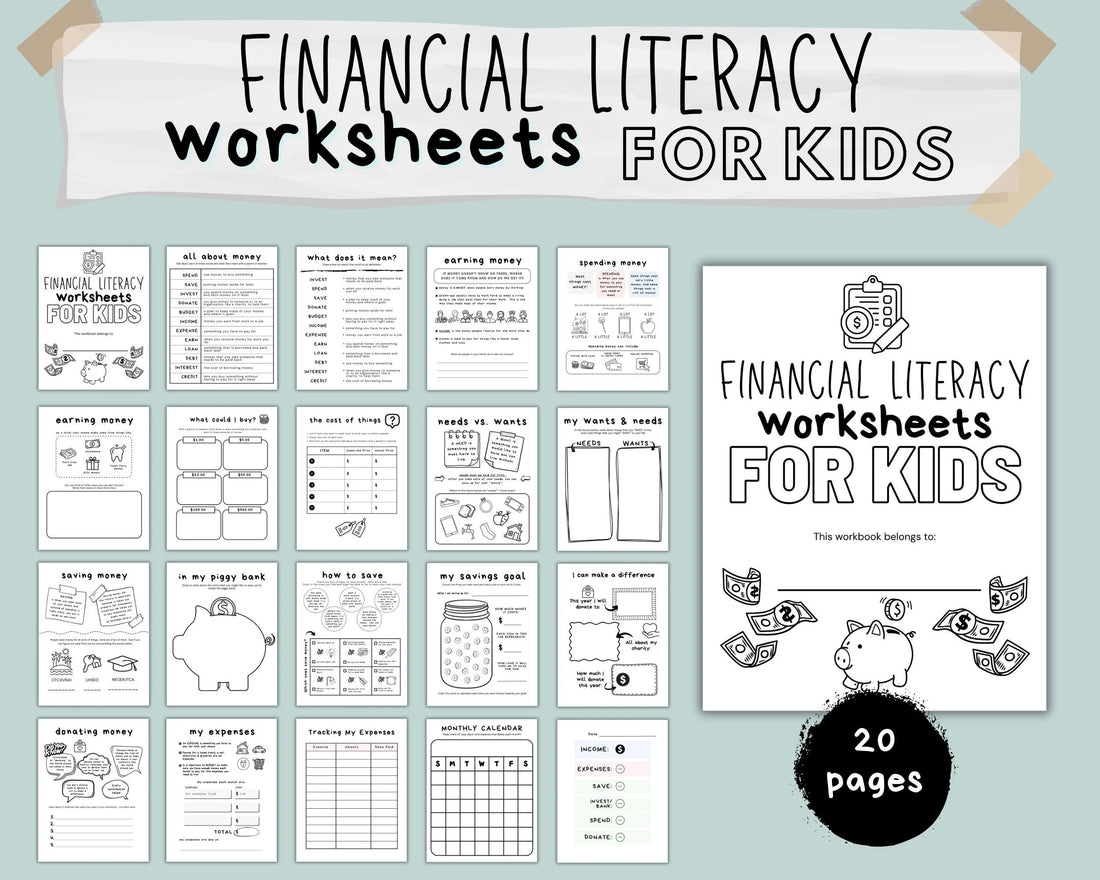 Financial Literacy Workbook for Kids, Teach Learn About Money Printable Activities for Kids, Classroom Money Activity, Allowance Tracker Kid