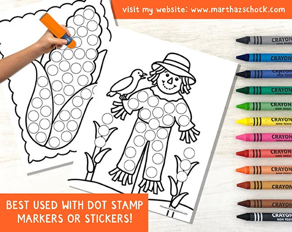 Fall Dot Marker Printable, Fall Do a Dot Activity, Dot Marker Coloring Pages, Fine Motor Activity, Preschool Skills, Fall Dot Marker Sheets