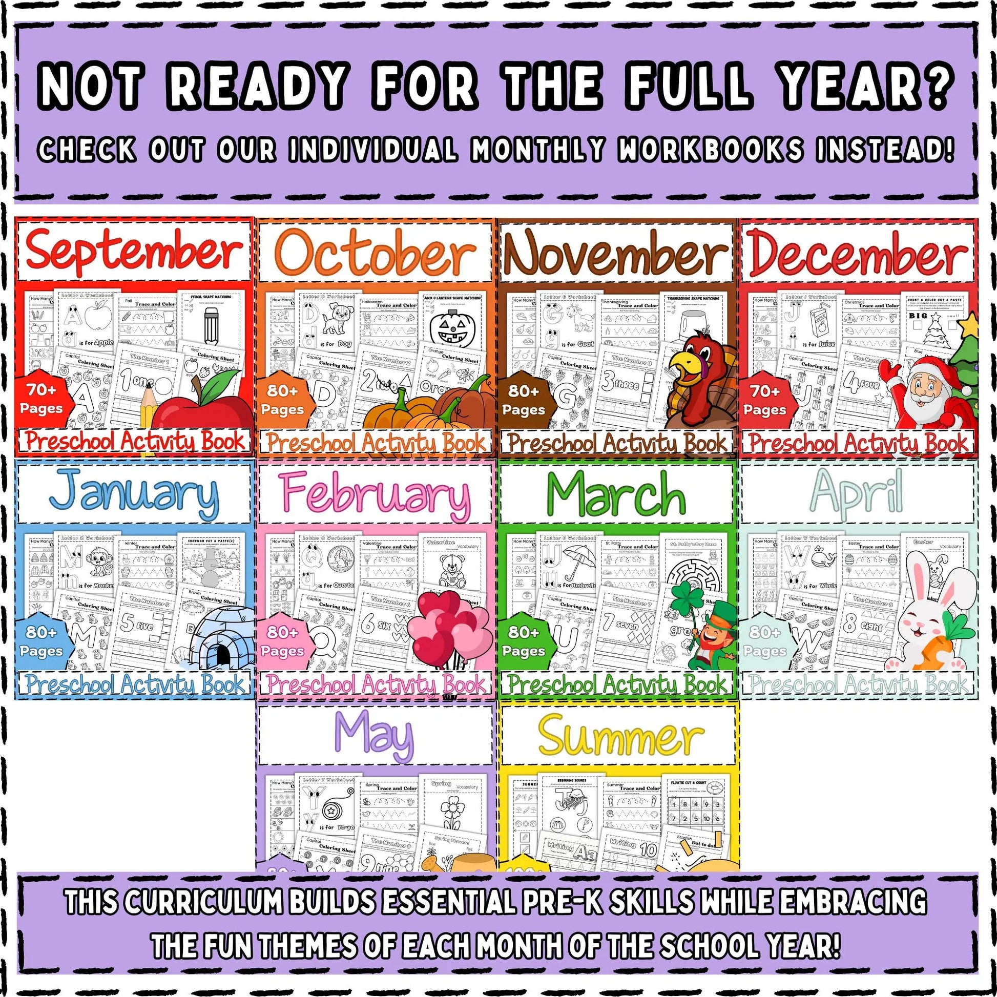 Full Year Preschool Activity Workbooks Age 3-5, Preschool Curriculum, Preschool Worksheets, Homeschool Preschool, Learning, Pre-K Activities
