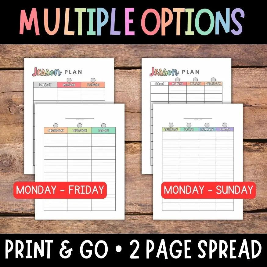 Weekly Lesson Planner Printable, Lined Teacher Planner, Teaching Plan Sheets, Class Planning Pages, Multiple Subject Planner, School Planner