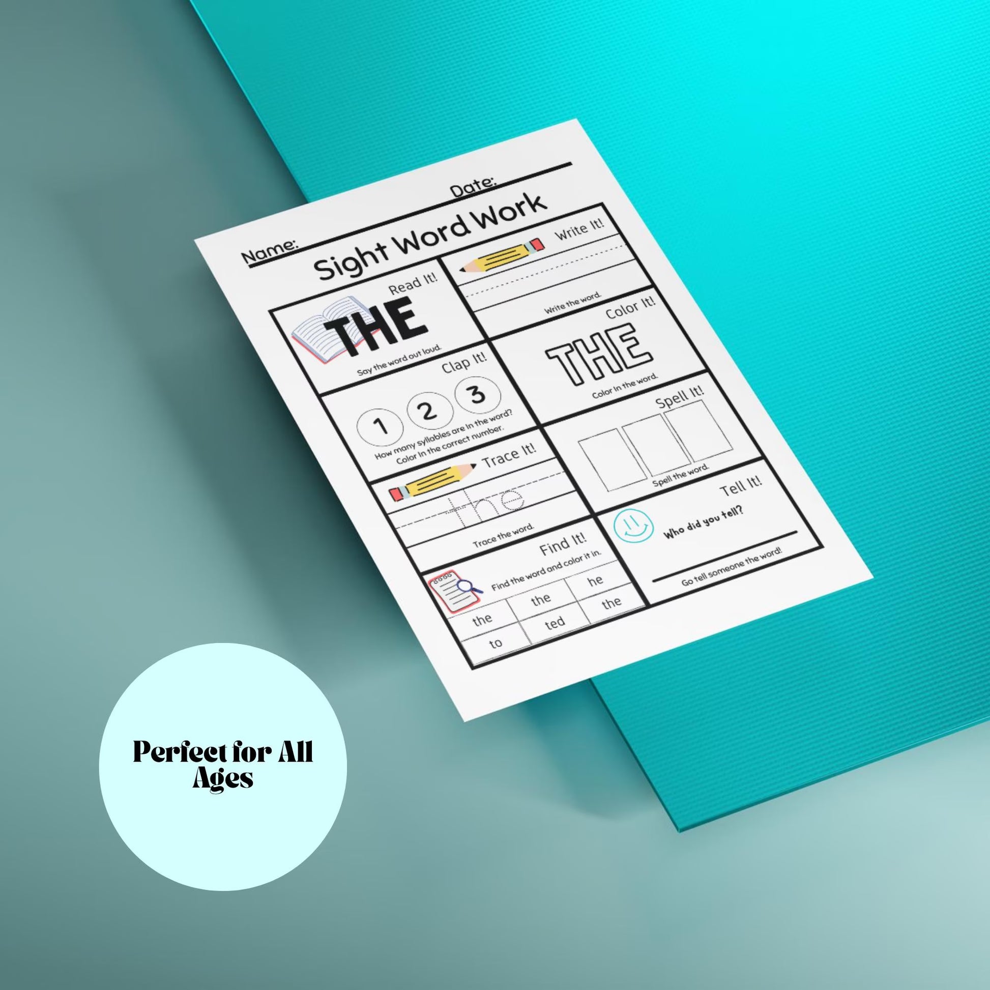 20-Page Sight Word Worksheets for PreK & Kindergarten | Printable Early Reading Practice