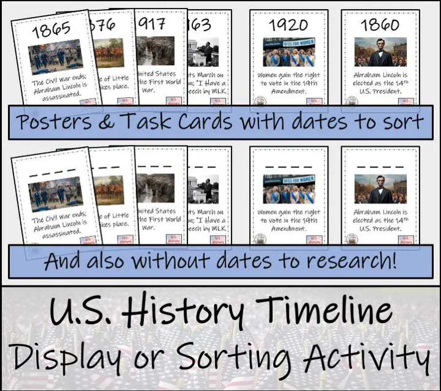 US History Timeline Display Research and Sorting Activity