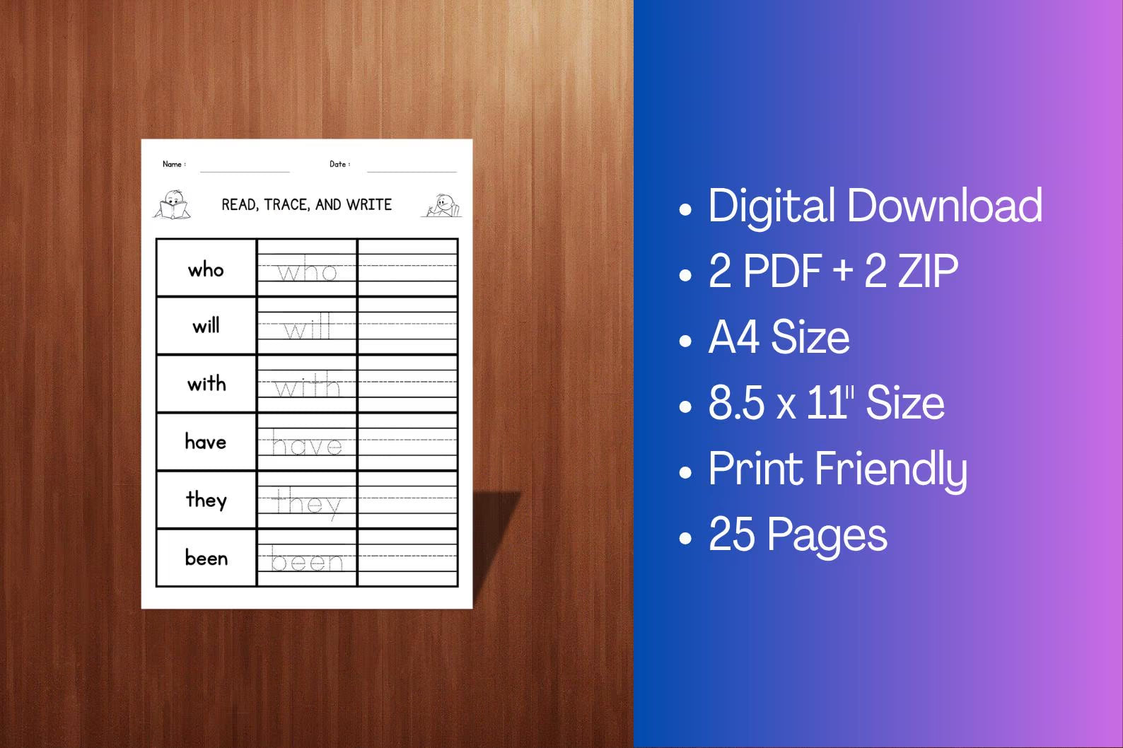 150+ Sight Words Tracing Worksheets | Kindergarten Reading Practice | Preschool Handwriting Activities | 1st Grade Early Learning Workbook