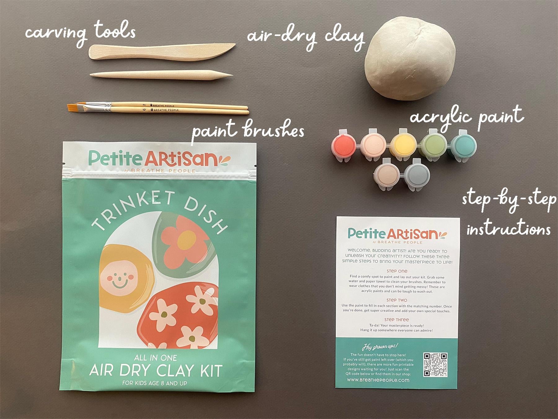 Kids DIY Clay Kit — Make and Paint Your Own Trinket Dishes - Birthday Party Supplies - Fun Summer Activity -  Rainy Day Activity