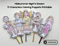 Midsummer Night’s Dream Paper Puppets ｜Shakespeare Coloring Craft , Printable Drama Activity for Kids, Classroom or Homeschool