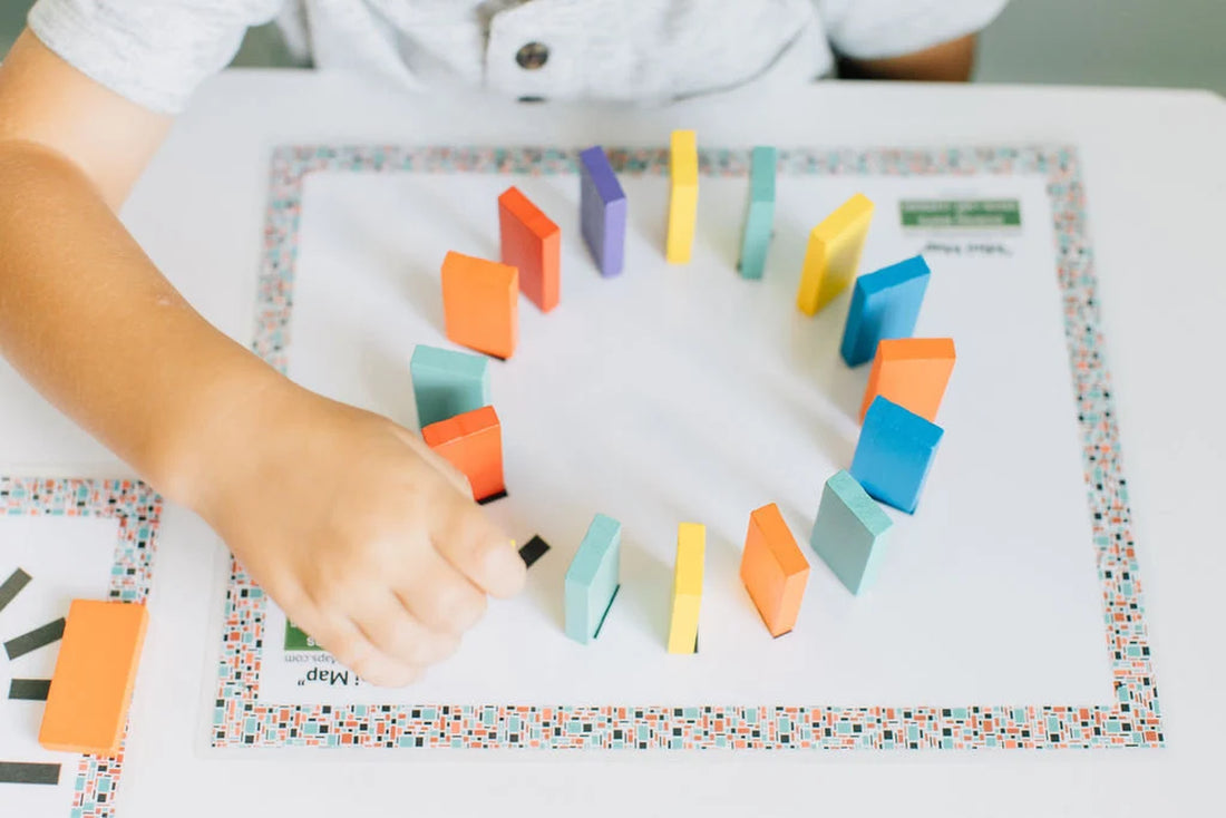 Montessori Wooden Toys - Educational Toys - STEM Toys - Open Ended Toy - Fidget Activity - Mini Domino Map Set with Wooden Dominoes