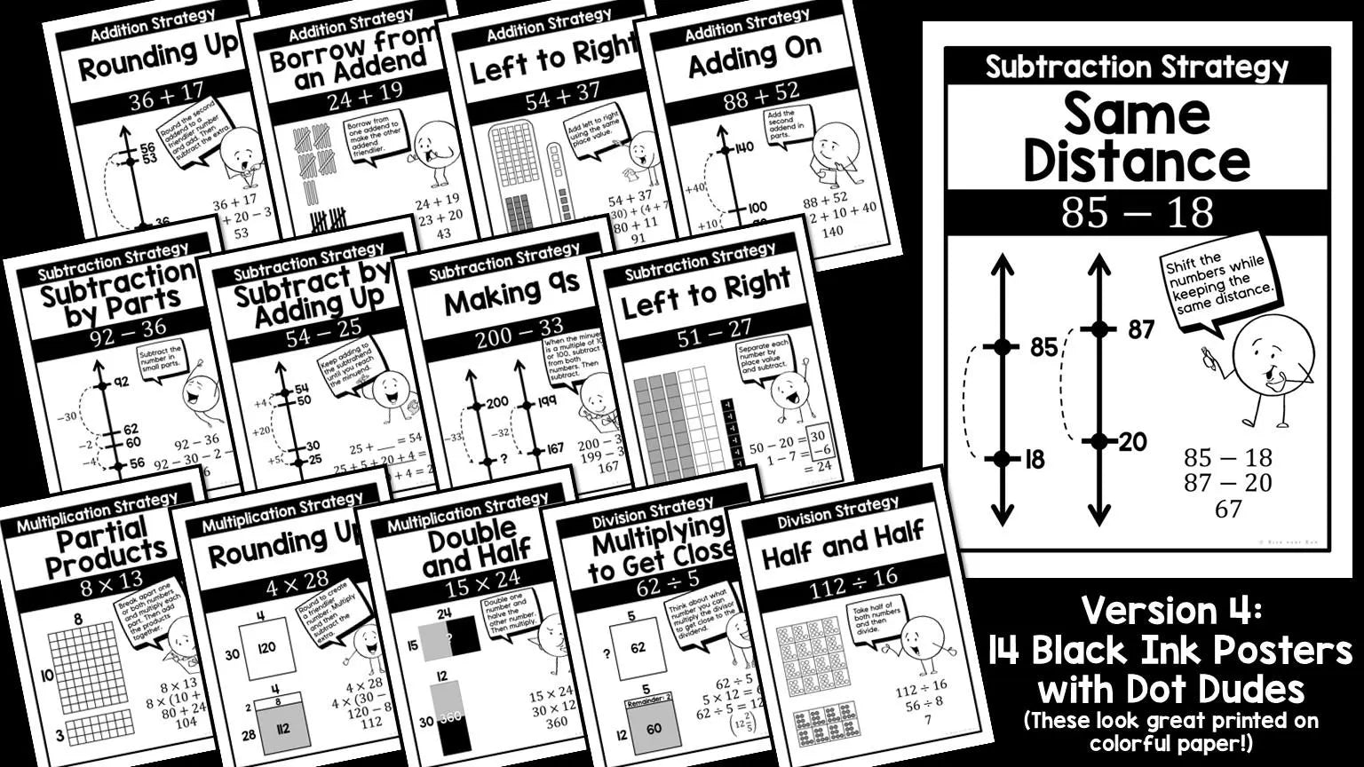 Math Classroom Posters for Mental Math Strategies and Number Talks for 3rd, 4th, 5th, 6th, 7th Grade Middle School Math Teachers