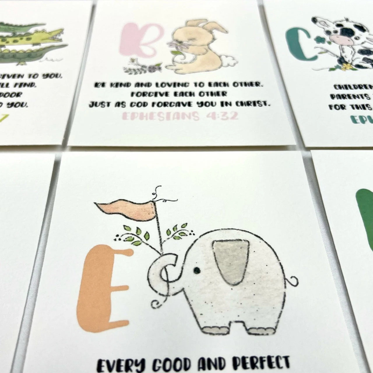Scripture Alphabet Flash Cards, Bible Memory Verse Cards, ABC Preschool Cards Set, Homeschool ABC Set, Kids Easter Gift, Baptism Gift