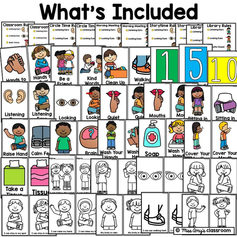 Preschool Classroom Rules Bundle | Posters, Mini Books & Behavior Expectations | Back to School Printables
