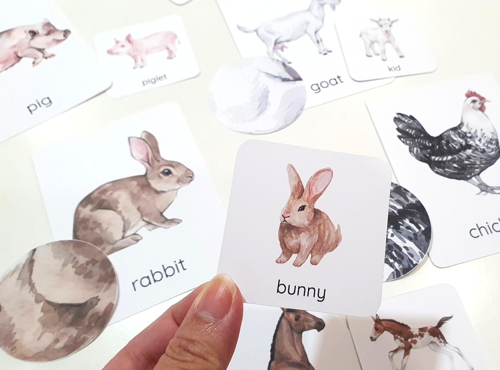 Farm Animal Matching Games, Animal Pattern Activity, Mother & Baby Animal Matching Cards, Farm Themed Preschool Activity, Nature Study Cards