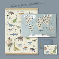 Children's desk pad dinosaur world map; washable