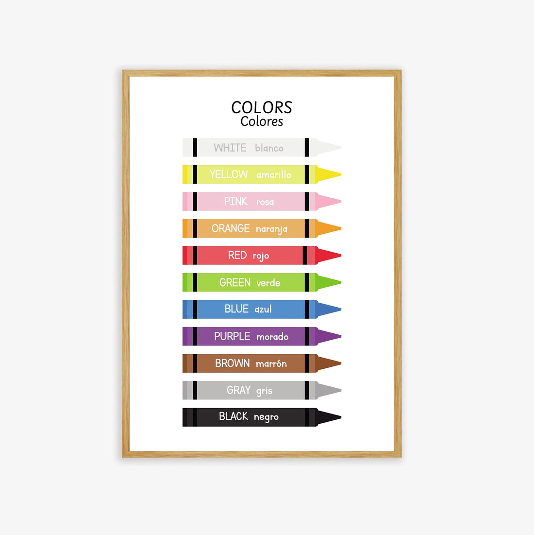 Colors Poster in English & Spanish, Bilingual Printable Poster, Classroom and Home Decor, Wall Art, Spanish Vocabulary, Centers, Educational