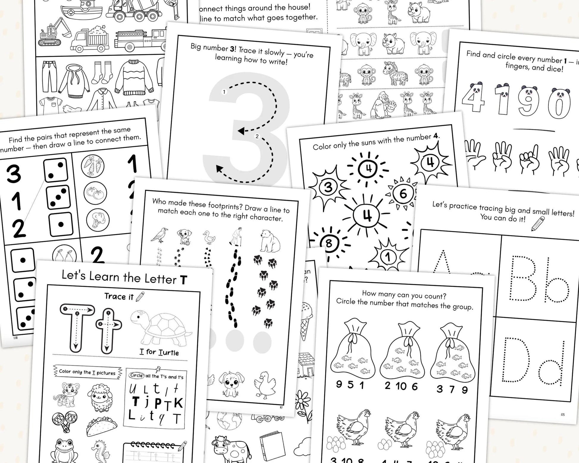 Back to School Bundle for Ages 3-4 | Preschool Curriculum Worksheets | Homeschool Pre-K Printables | ABC, Writing & Counting Activities
