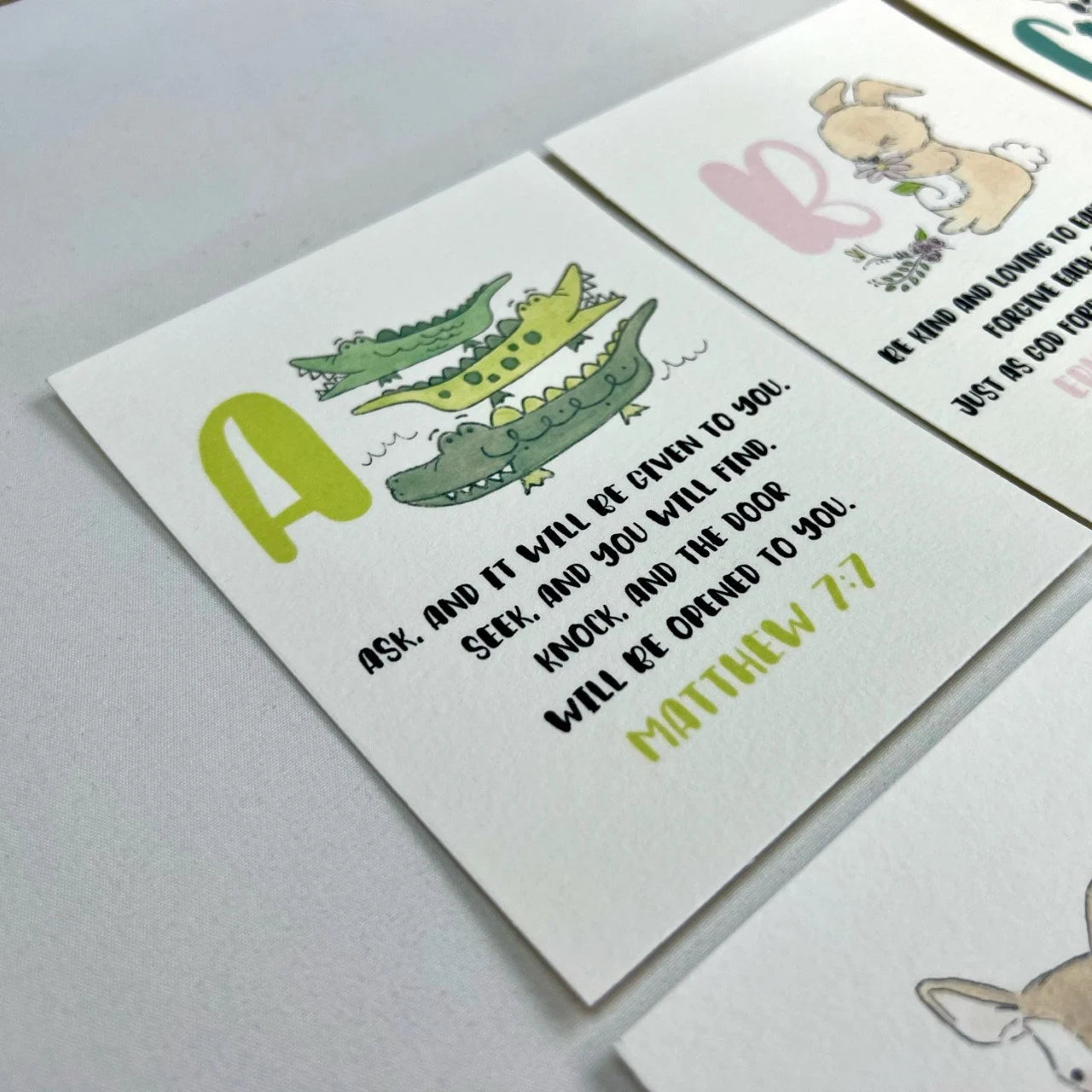Scripture Alphabet Flash Cards, Bible Memory Verse Cards, ABC Preschool Cards Set, Homeschool ABC Set, Kids Easter Gift, Baptism Gift