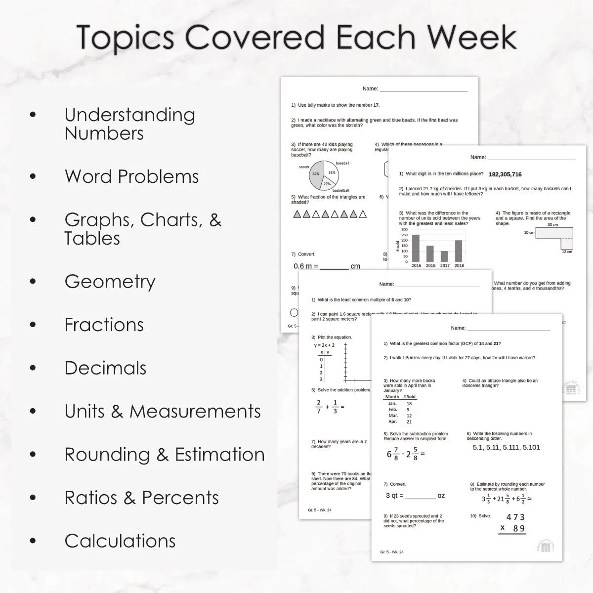 Fifth Grade Minimalist Math Homeschool Curriculum