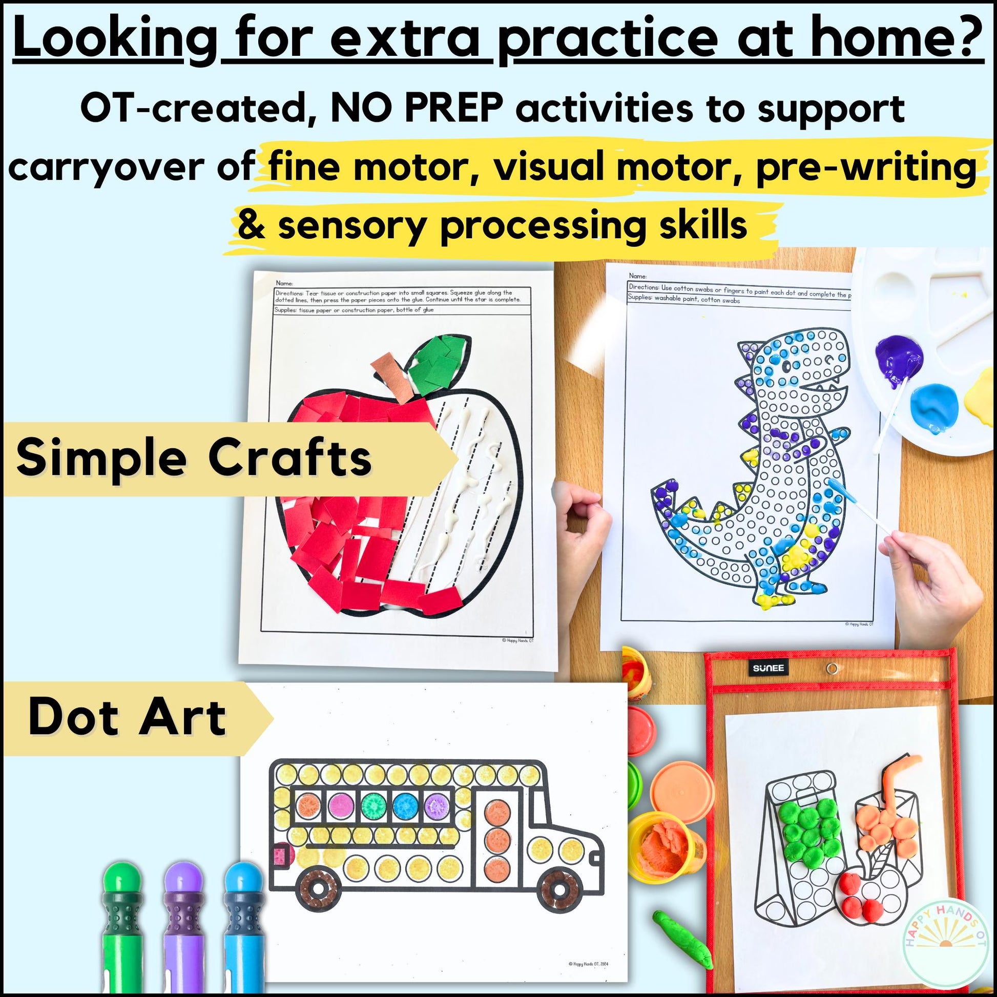August Back to School Occupational Therapy Preschool Fine Motor Skills: OT Preschool Tracing, Scissor Skill, & Counting Worksheets For Kids