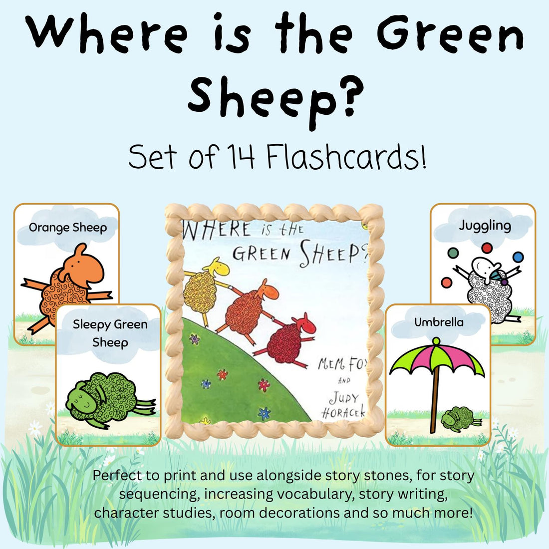 Where is the Green Sheep? Flashcards - Set of 14