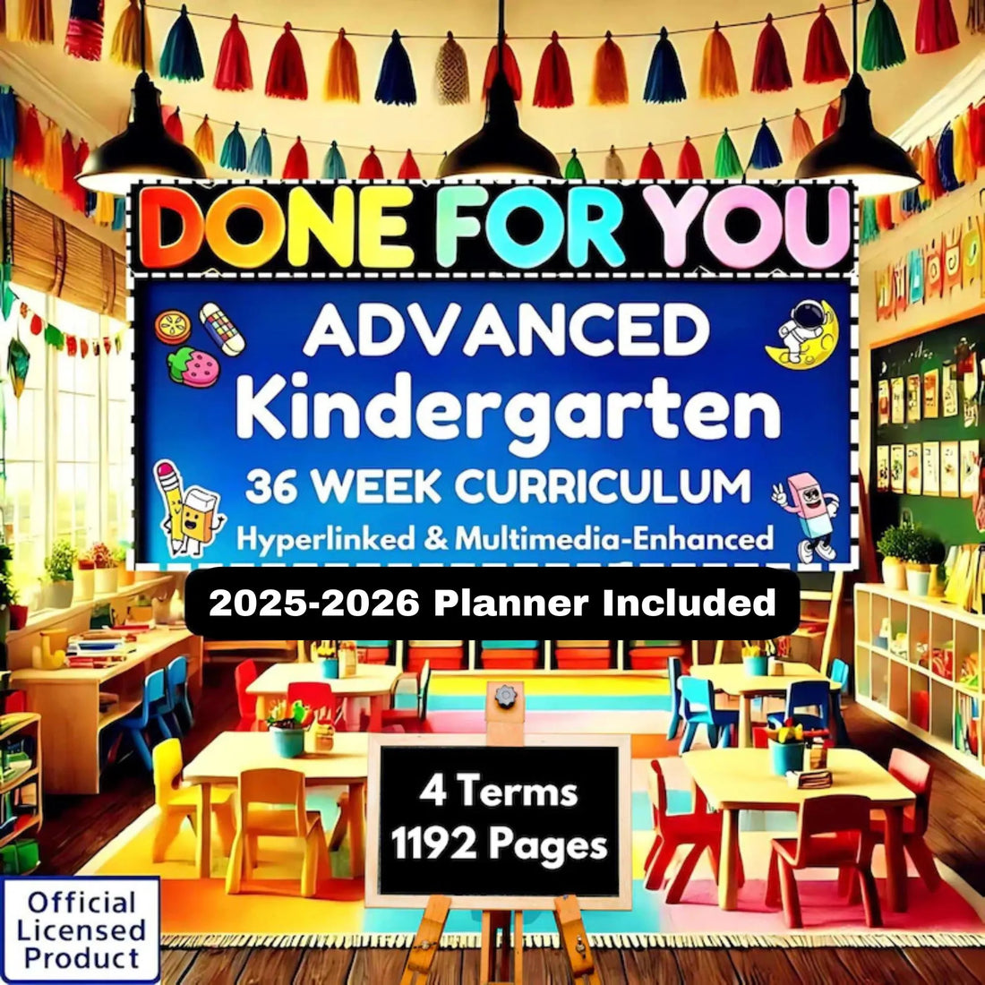 Kindergarten 36-Week Curriculum Editable, Hyperlinked & Multimedia-Enhanced for Modern Educators - Interactive Digital Format W/ Planner