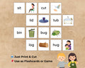 CVC Words Matching Game Cards – 50 Words + 50 Pictures – Kids Phonics Cut & Play – Kindergarten Literacy Center Printable Activity