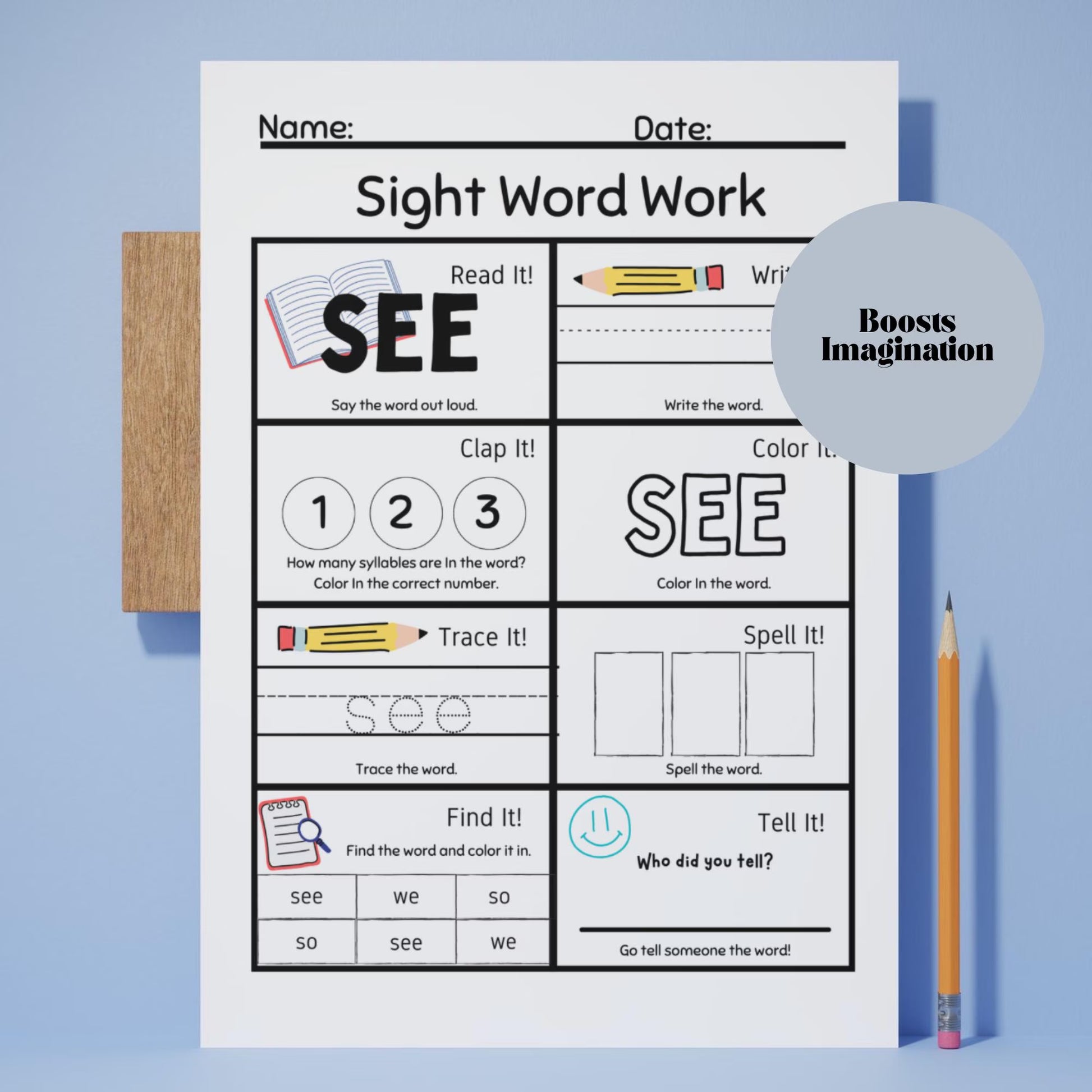20-Page Sight Word Worksheets for PreK & Kindergarten | Printable Early Reading Practice