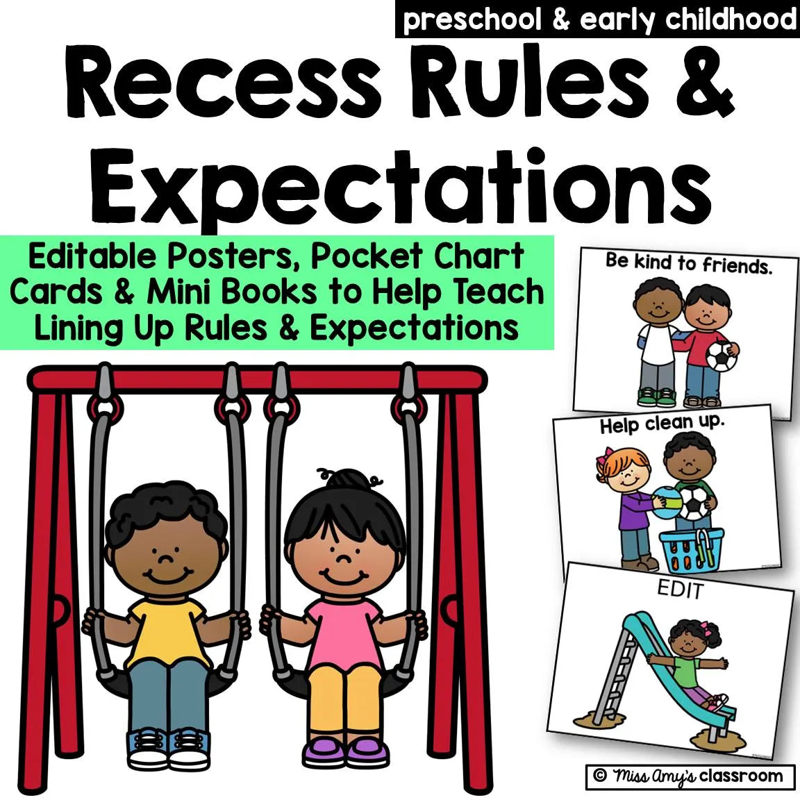Preschool Classroom Rules Bundle | Posters, Mini Books & Behavior Expectations | Back to School Printables