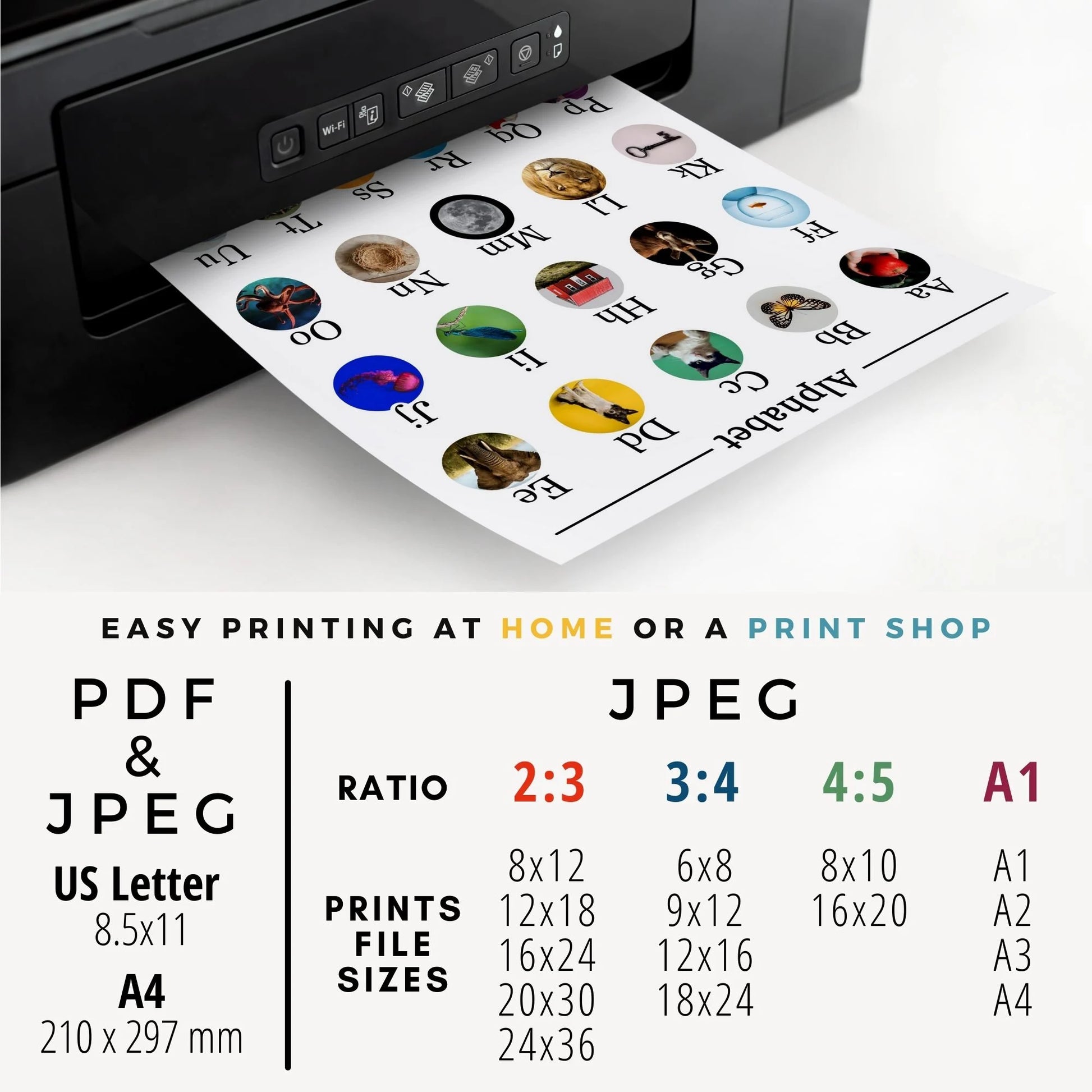 Alphabet Chart Bookface | Montessori Phonics Poster | Educational Resources | Reading | Homeschool & Kid's Room Décor | PDF JPEG | Printable