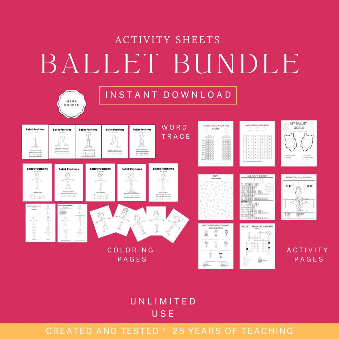 Educational Ballet Fun: Printable Worksheet Activities for Dance Education and Aspiring Dancers, ballet worksheets, ballet learning, fun