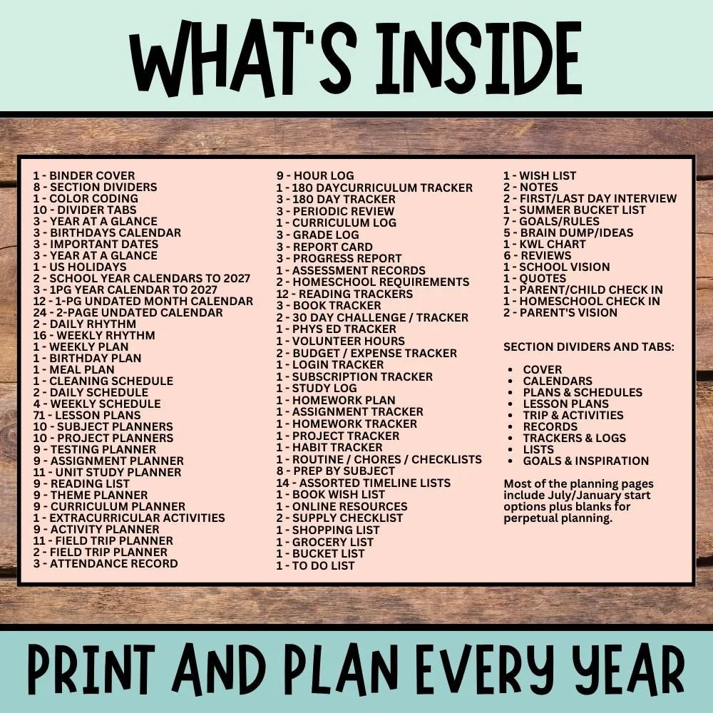 Homeschool Planner Printable, Homeschool Planner, 2025 2026, Homeschool Planner Pages, Homeschool Planning, Teacher Planner Home School