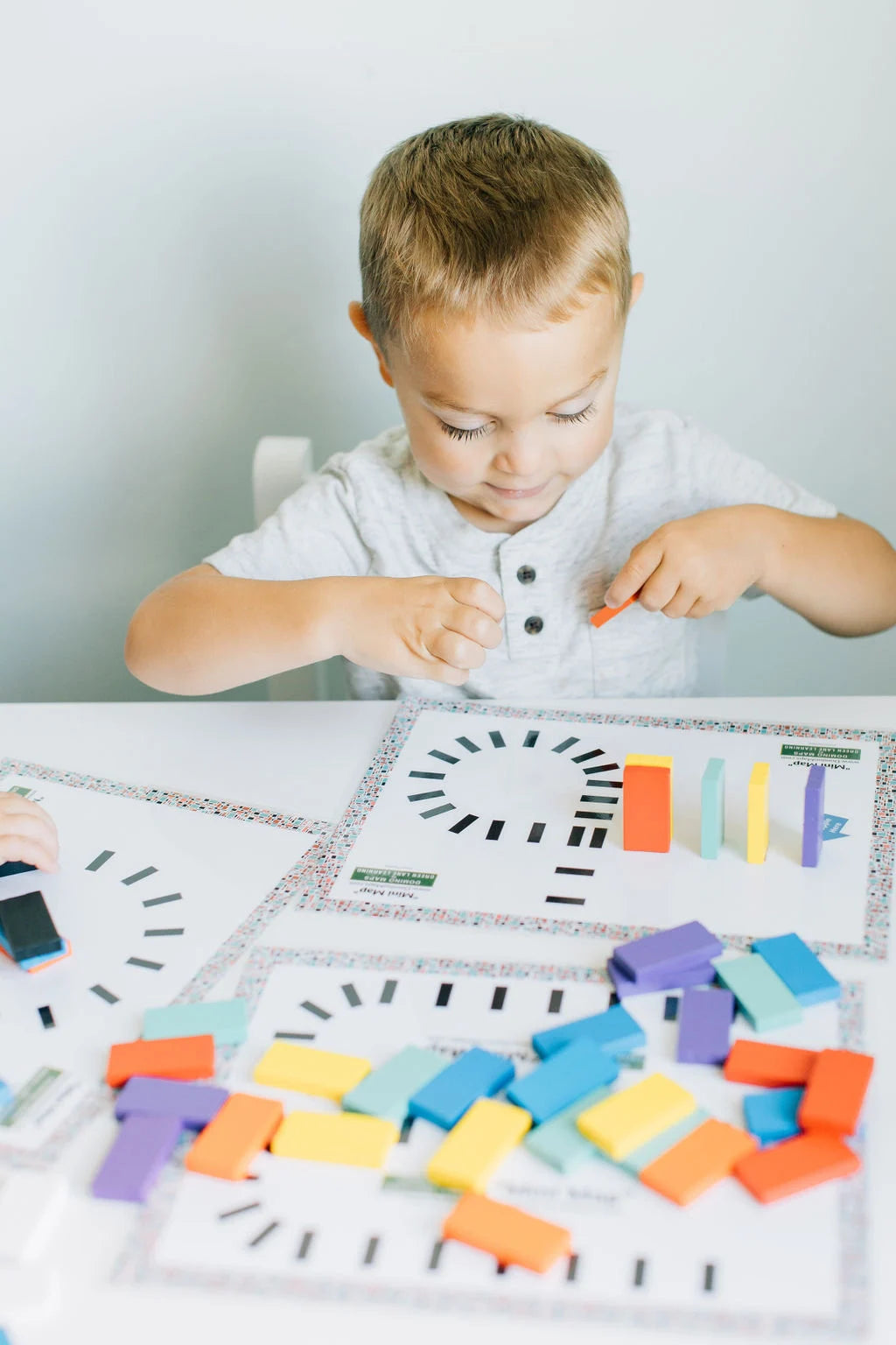 Montessori Wooden Toys - Educational Toys - STEM Toys - Open Ended Toy - Fidget Activity - Mini Domino Map Set with Wooden Dominoes