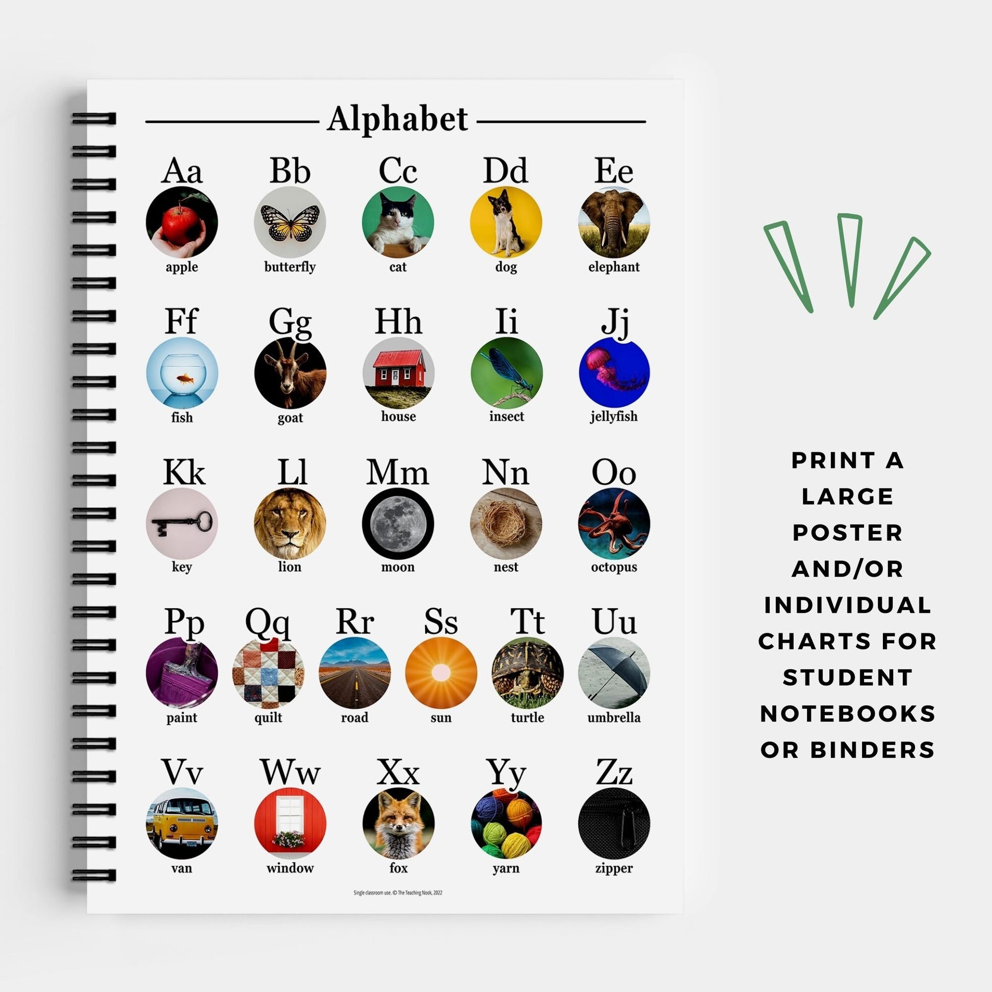 Alphabet Chart Bookface | Montessori Phonics Poster | Educational Resources | Reading | Homeschool & Kid's Room Décor | PDF JPEG | Printable