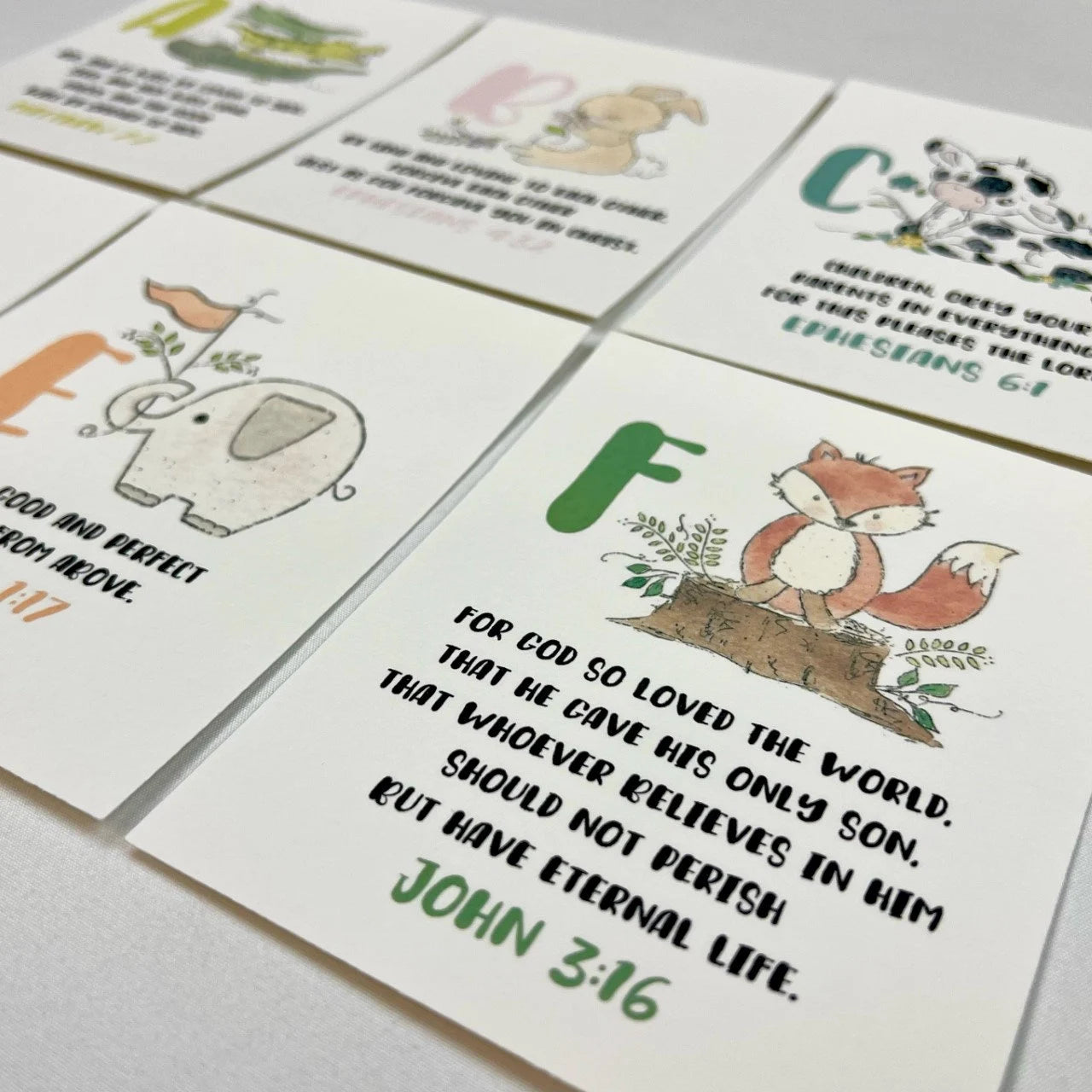 Scripture Alphabet Flash Cards, Bible Memory Verse Cards, ABC Preschool Cards Set, Homeschool ABC Set, Kids Easter Gift, Baptism Gift