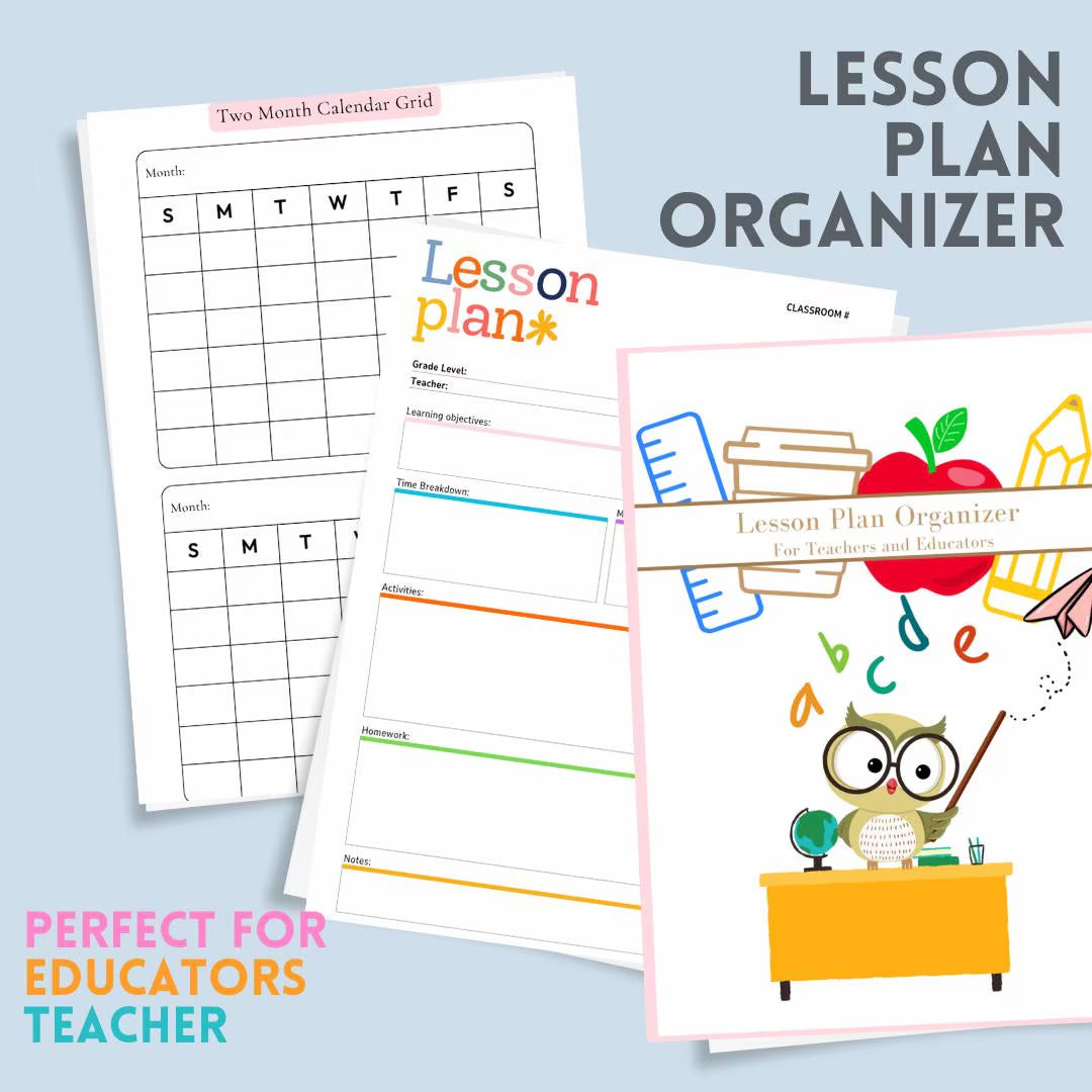 All-in-One Teacher Lesson Plan Organizer | Classroom Planner | Printable | Perfect for Homeschool & Teachers of Grades 1-3