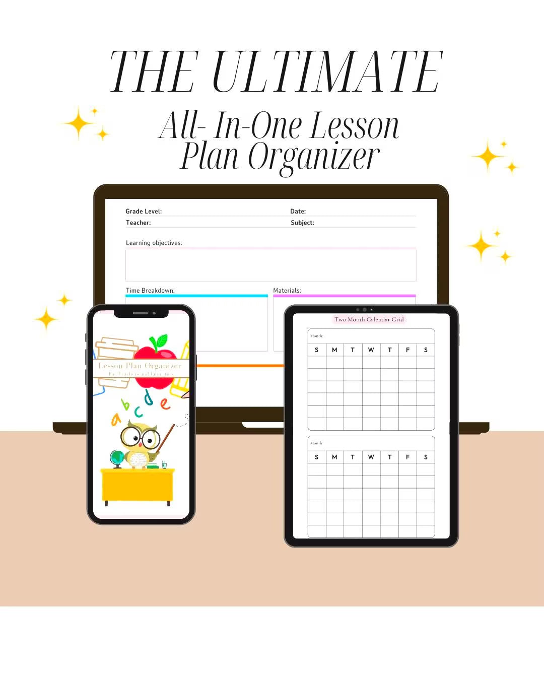 All-in-One Teacher Lesson Plan Organizer | Classroom Planner | Printable | Perfect for Homeschool & Teachers of Grades 1-3