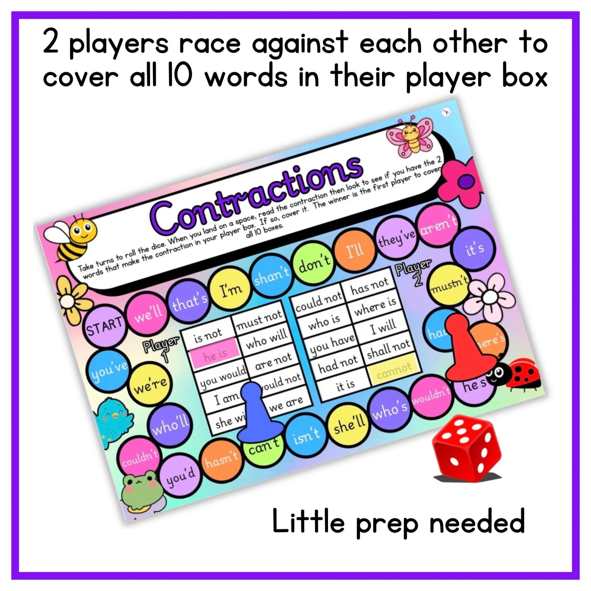 Printable Contraction Games for Elementary: Engaging Practice for School & Homeschool Learning