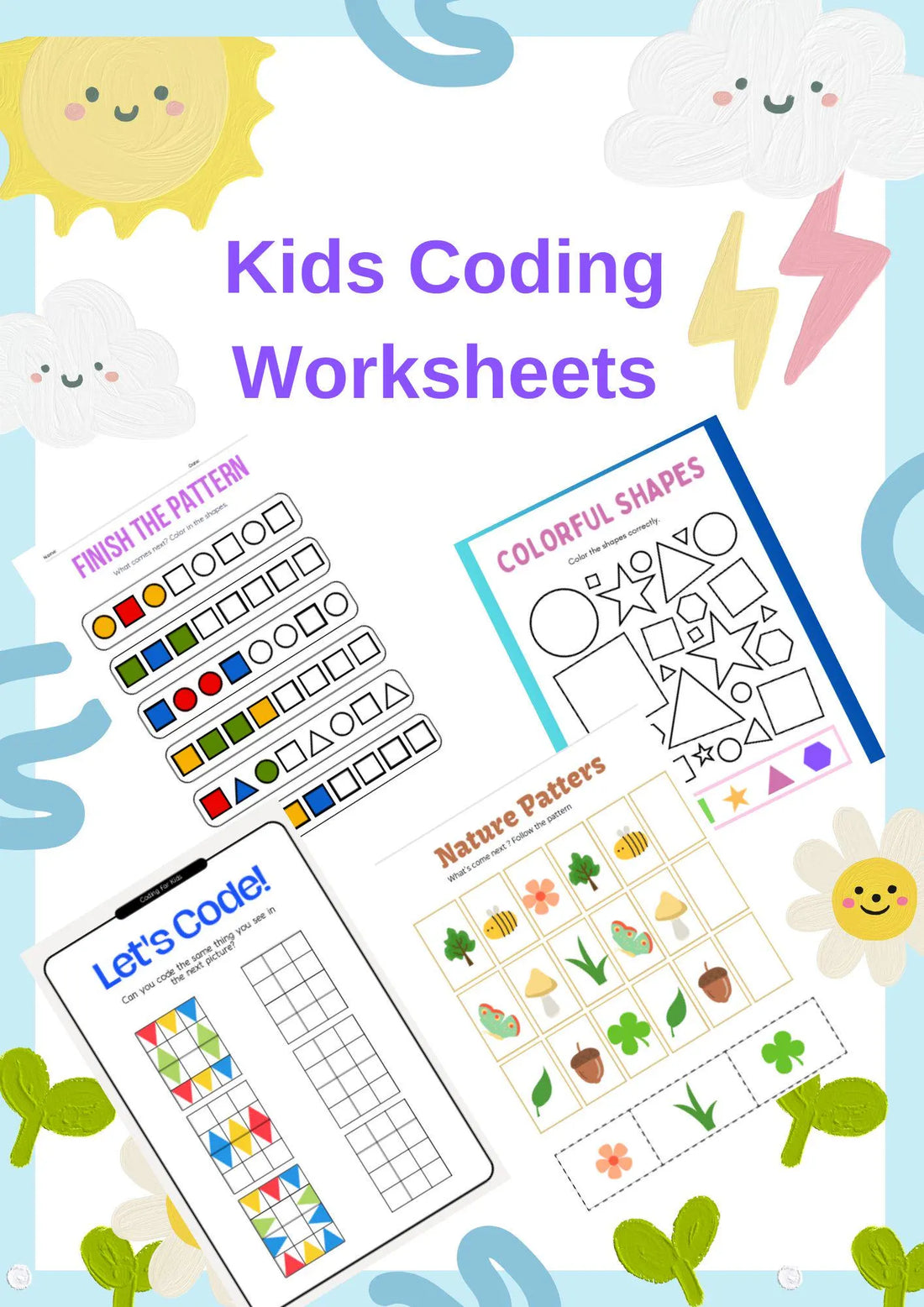 Preschool Coding Pattern Worksheets for kids
