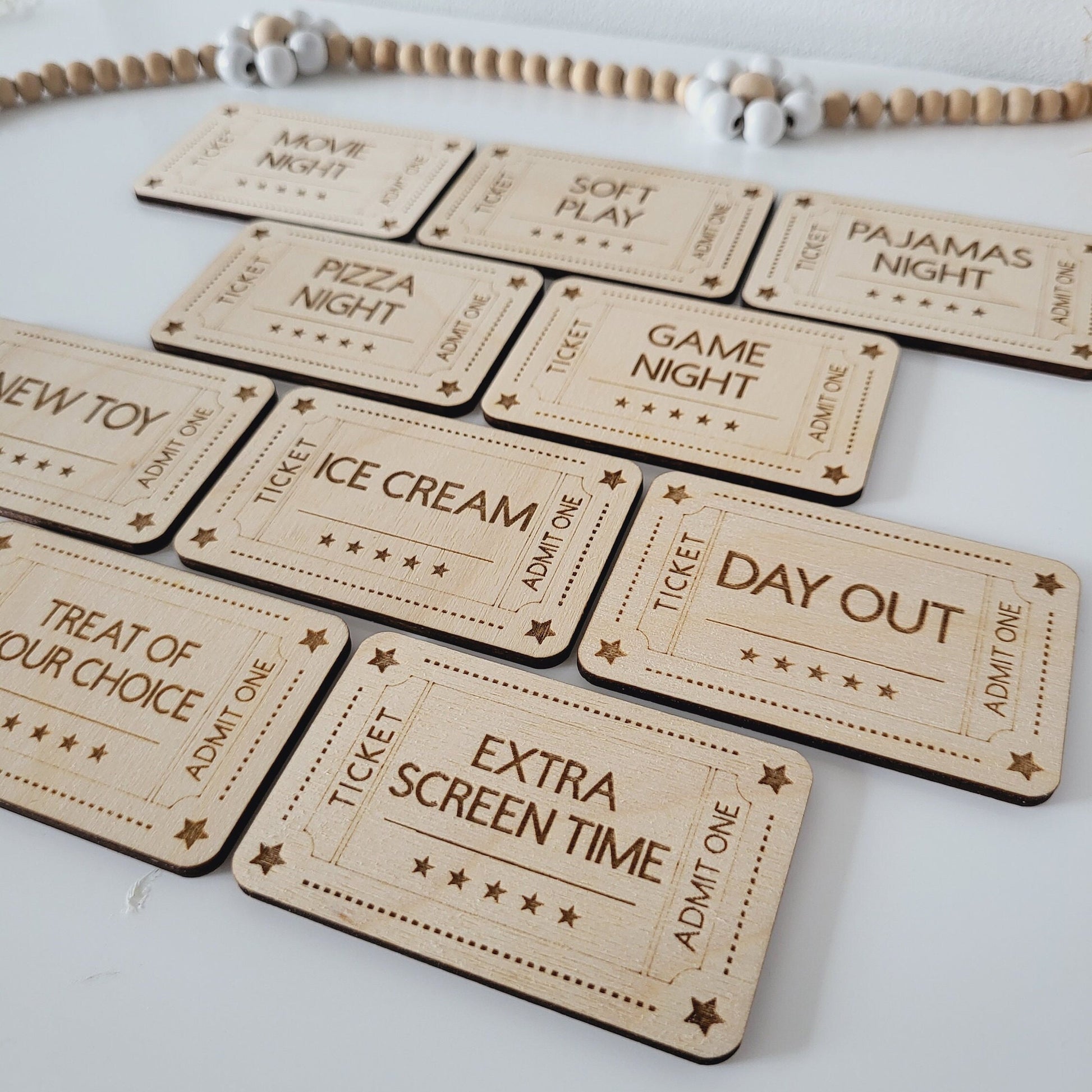 Behaviour Management Tools Wooden Token Set of Appreciation, Reward System, Children Reward Ticket System, Kids Motivational Wood Coins Gift