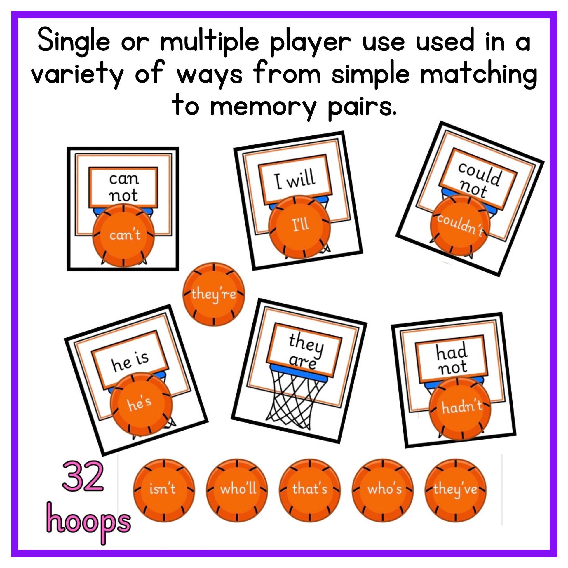 Printable Contraction Games for Elementary: Engaging Practice for School & Homeschool Learning