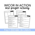 WICOR One Pager for AVID | Writing Inquiry Collaboration Activity | Editable AVID Classroom Resource