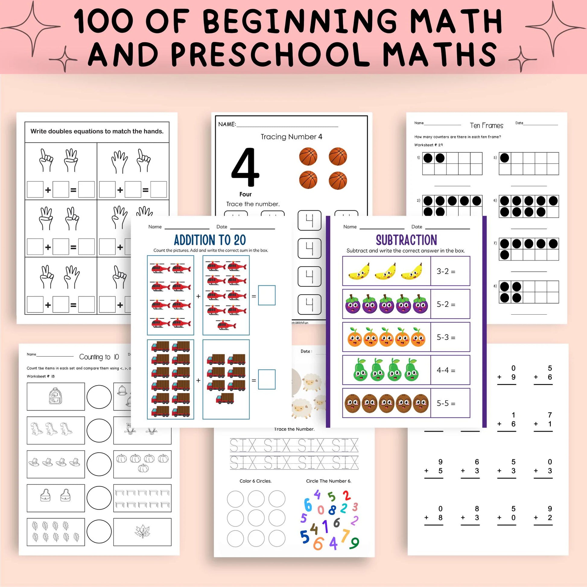 60 000+ Preschool Pre-K + Kindergarten Learning Bundle, Activity Worksheets, Alphabet, Numbers, Shapes, Colors, Coloring pages, Do a Dot
